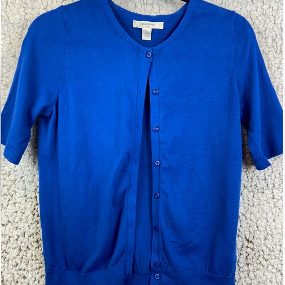 Talbots Blue Button Down Short Sleeve Sweater - Picture 1 of 8